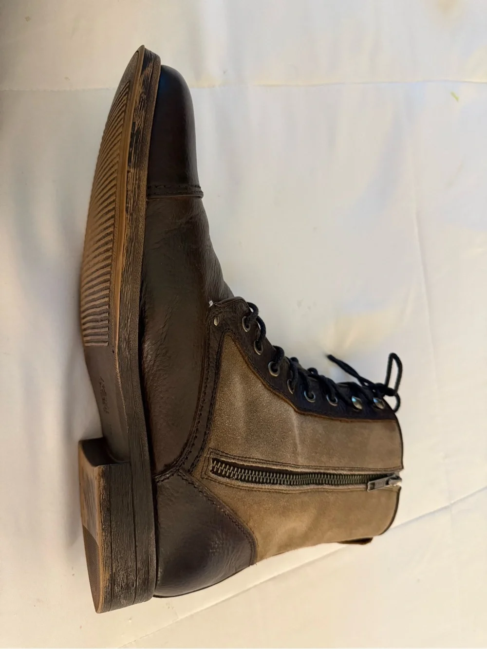 Men's Ashton Grey 2 toned Brown Leather and Lace-Up Boots-Size 12
